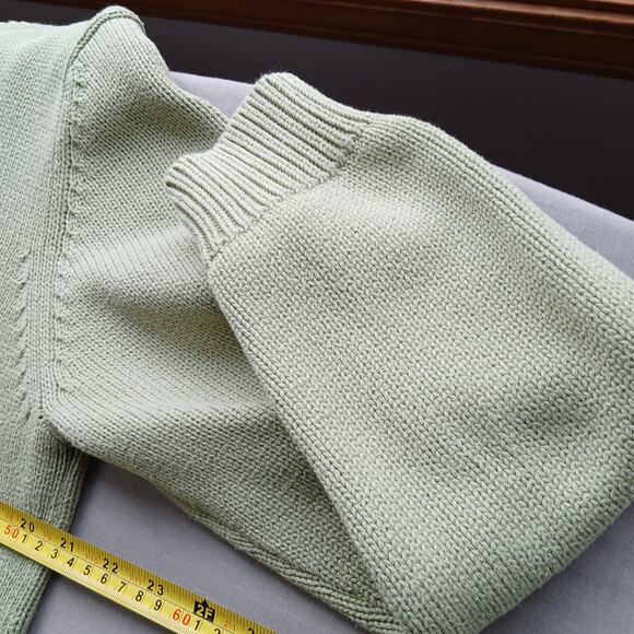 St John's Bay Classic Knit Sweater L pale green cotton long sleeve crew neck - Picture 6 of 14